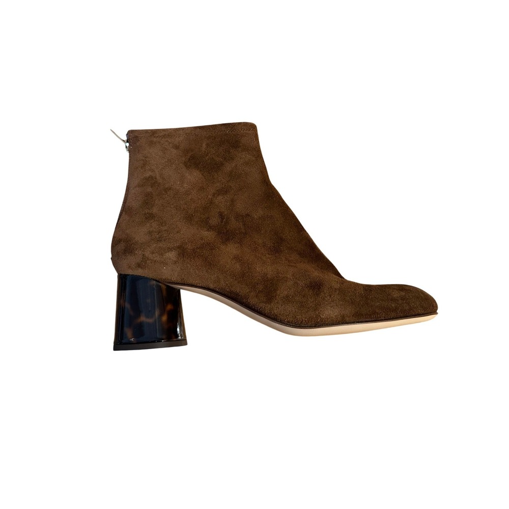 AGL Brown Suede Tortoiseshell Block Heel Ankle Boots Made in Italy Size‎ 37.5